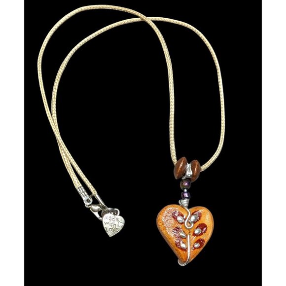 Handmade Fairycore Carved Wood Heart Pendant Necklace - Picture 1 of 6